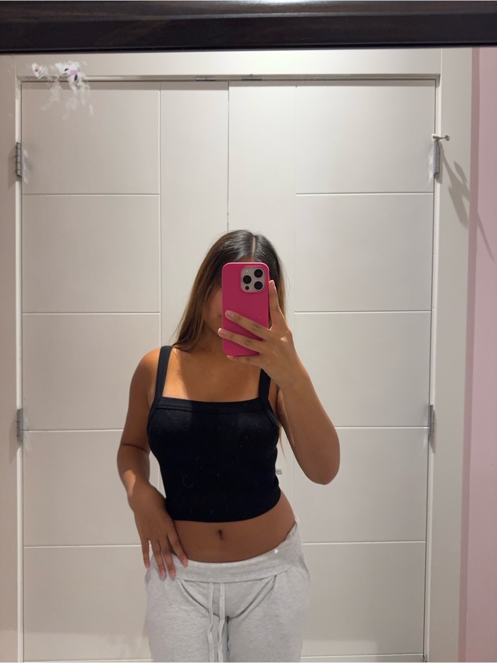Black Square-Neck Crop Tank Top - Women's